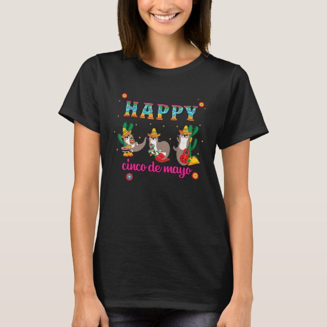 Camiseta Funny Seal Cinco de Mayo Shirt Let's Fiesta Mexica (Frente)