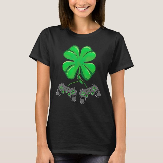 Camiseta Funny Shamrock Gamer Irish Game Controller St Patr (Frente)