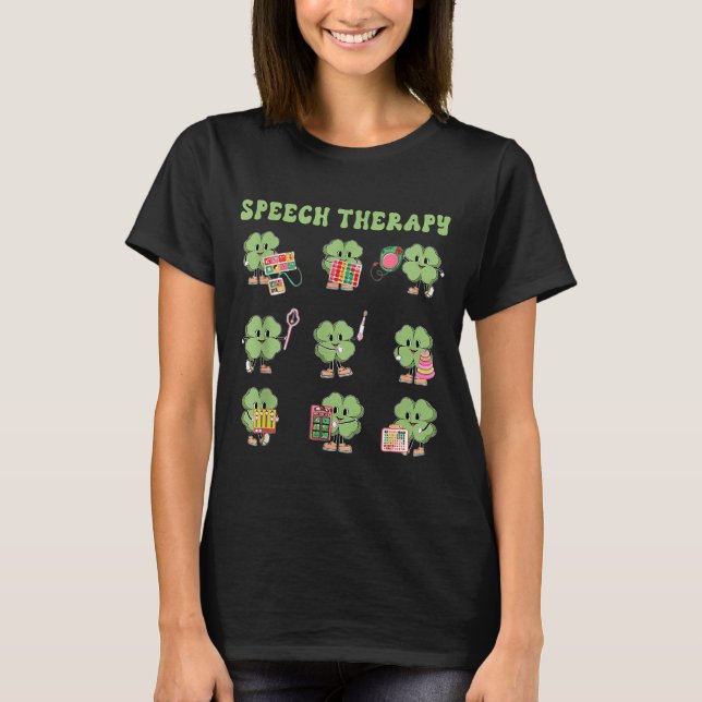 Camiseta Funny Shamrock Speech Therapy St Patrick's Day Slp (Frente)