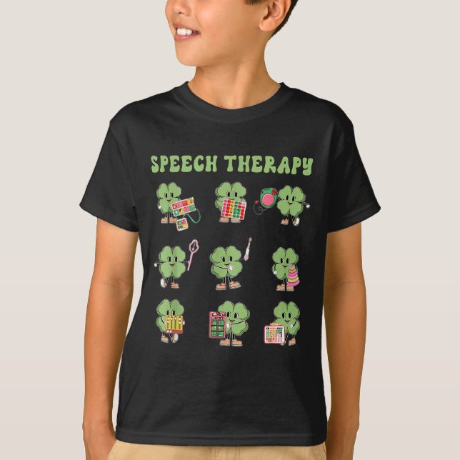 Camiseta Funny Shamrock Speech Therapy St Patrick's Day Slp (Frente)