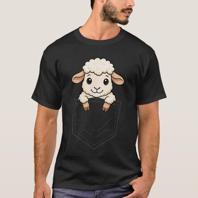 Camiseta Funny Sheep Peeking in Pocket Lamb Farm Animal Lov (Frente)