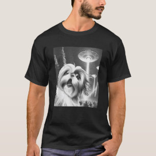 Camiseta Funny Shih Tzu Alien OVNI Tirando uma Selfie Mãe d