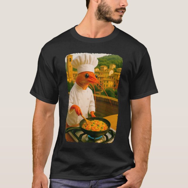 Camiseta Funny Shrimp Chef Cooking Shrimp Fried Rice Meme B (Frente)