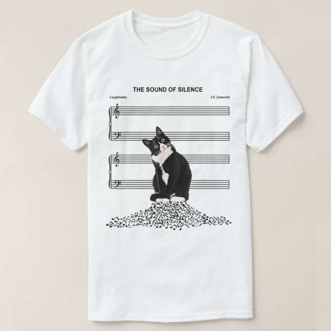 Camiseta Funny Silent Cat Music Parody Design (Frente do Design)
