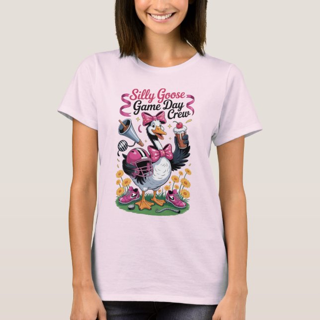 Camiseta Funny Silly Goose Crew Dia de Jogo de Fut (Frente)