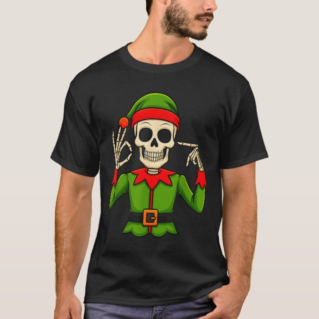 Camiseta Funny Six Seven 67 Meme 6 7 Christmas Elf Hand Boy (Frente)