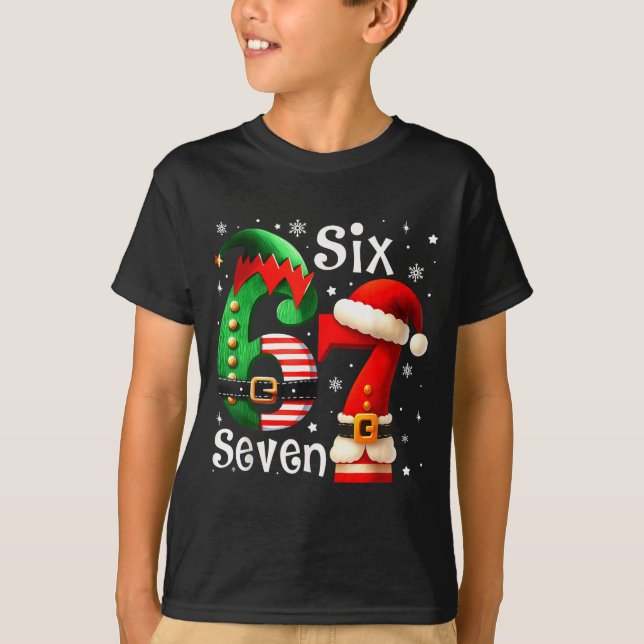 Camiseta Funny Six Seven 67 Meme 6 7 Elf Santa Christmas Pa (Frente)