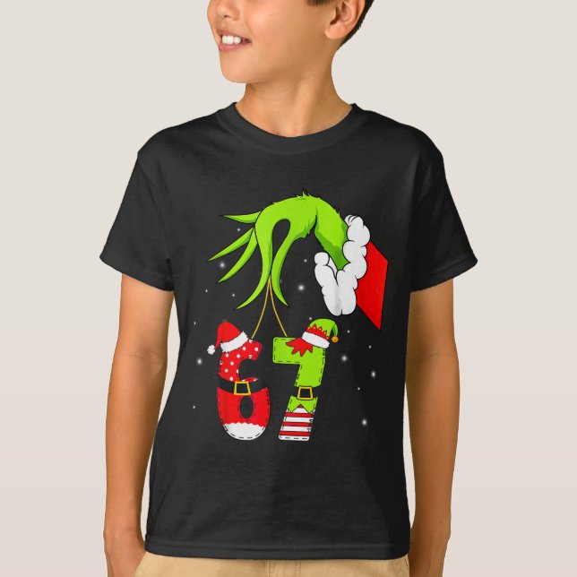 Camiseta Funny Six Seven 67 Meme 6 7 Elf Santa Christmas Pa (Frente)