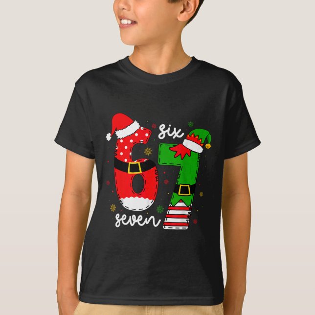 Camiseta Funny Six Seven 67 Meme 6 7 Elf Santa Christmas Pa (Frente)