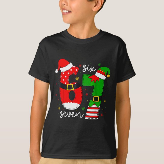 Camiseta Funny Six Seven 67 Meme 6 7 Elf Santa Christmas Pa (Frente)