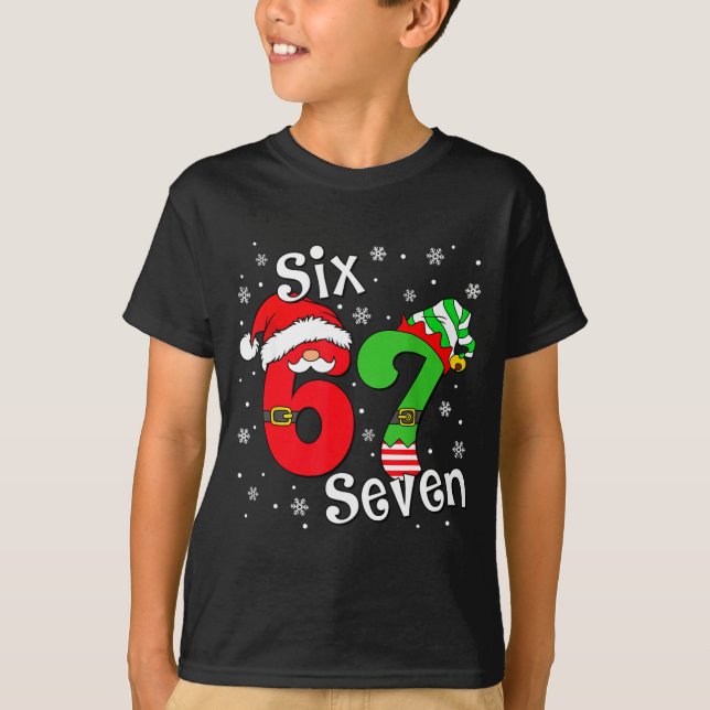 Camiseta Funny Six Seven 67 Meme 6 7 Elf Santa Christmas Pa (Frente)