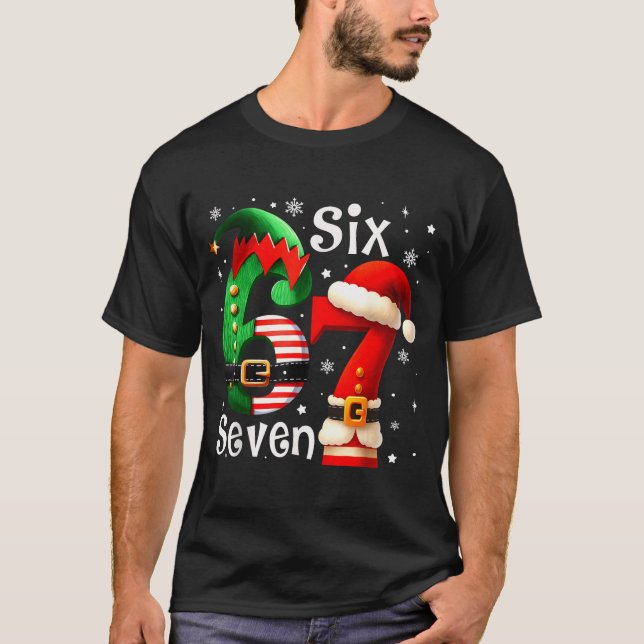 Camiseta Funny Six Seven 67 Meme 6 7 Elf Santa Christmas Pa (Frente)