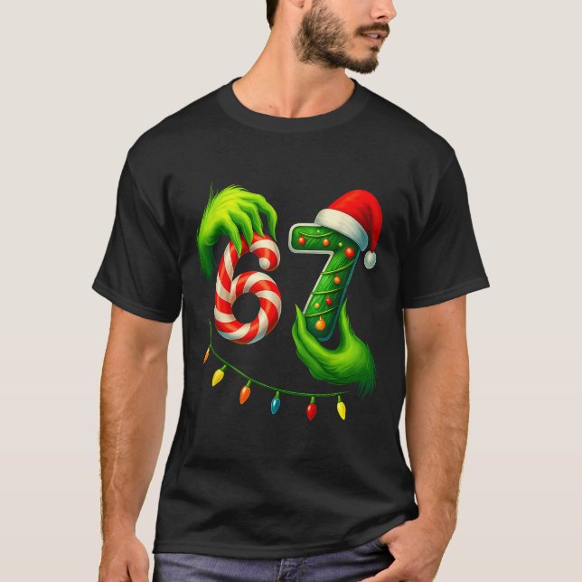 Camiseta Funny Six Seven 67 Meme 6 7 Santa Christmas Brainr (Frente)