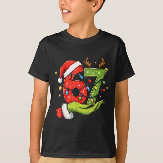 Camiseta Funny Six Seven 67 Meme Santa Christmas Brainrot P (Frente)