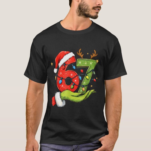 Camiseta Funny Six Seven 67 Meme Santa Christmas Brainrot P (Frente)