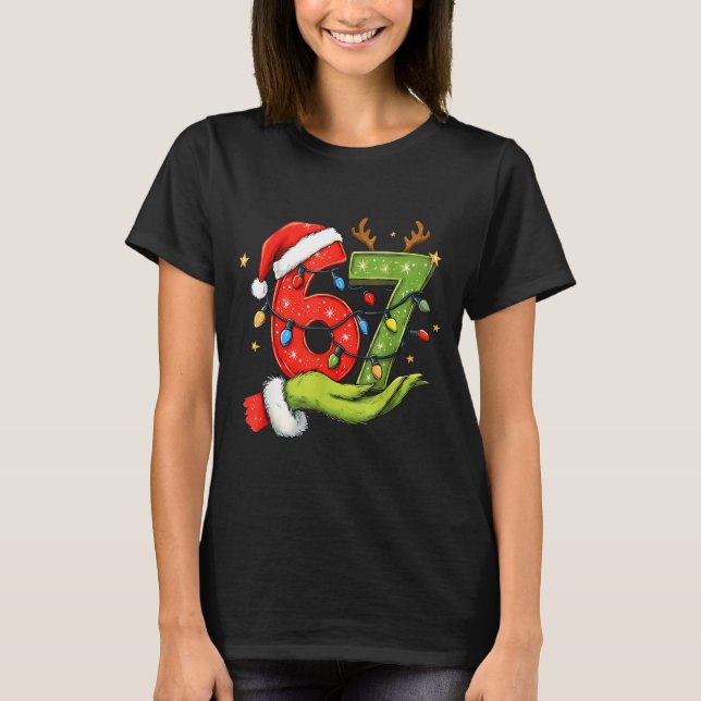 Camiseta Funny Six Seven 67 Meme Santa Christmas Brainrot P (Frente)