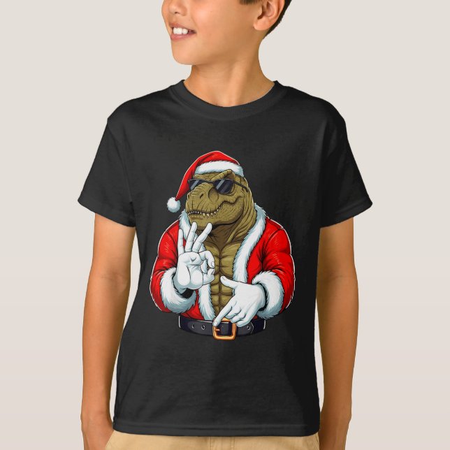 Camiseta Funny Six Seven 67 Meme T-rex Christmas Men Boys T (Frente)
