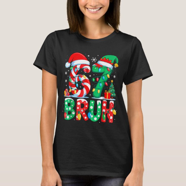 Camiseta Funny Six Seven 6 7 Meme Christmas Family Xmas San (Frente)