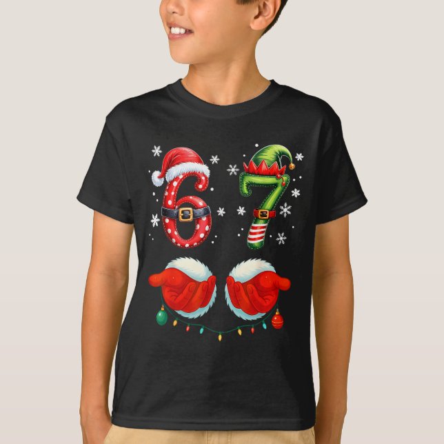 Camiseta Funny Six Seven 6 7 Meme Christmas Humor Santa Elf (Frente)