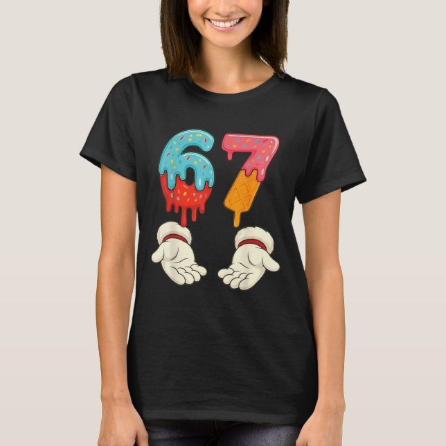 Camiseta Funny Six Seven 6 7 Meme Christmas Ice Cream Drip  (Frente)