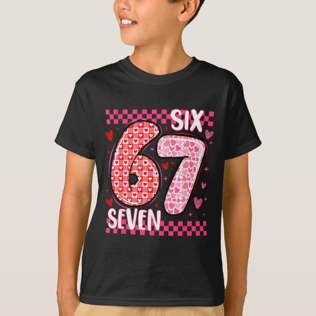 Camiseta Funny Six Seven 6 7 Meme For Men Women Kids Valent (Frente)