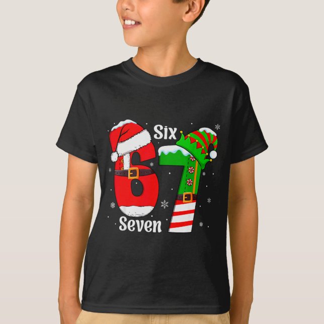 Camiseta Funny Six Seven 6 7 Meme Gen Alpha Slang Santa Elf (Frente)