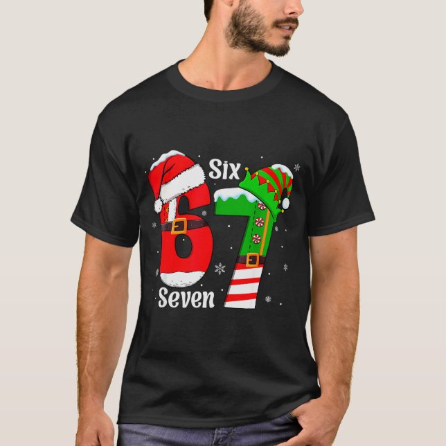 Camiseta Funny Six Seven 6 7 Meme Gen Alpha Slang Santa Elf (Frente)