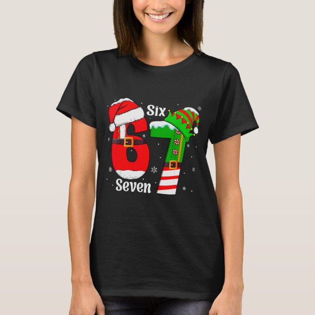 Camiseta Funny Six Seven 6 7 Meme Gen Alpha Slang Santa Elf (Frente)