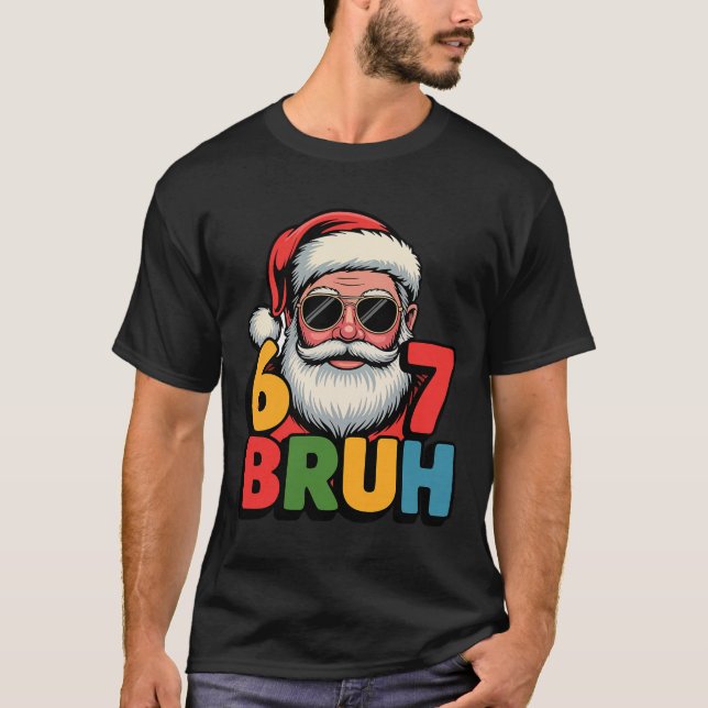 Camiseta Funny Six Seven 6 7 Meme Santa Christmas Men Boys  (Frente)