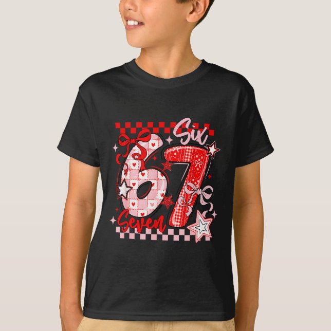 Camiseta Funny Six Seven 6 7 Meme Valentine Girl  (Frente)