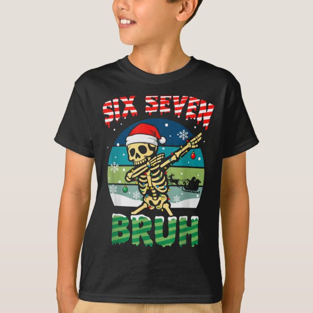 Camiseta Funny Six Seven Bruh 67 Christmas Holiday Women Ki (Frente)