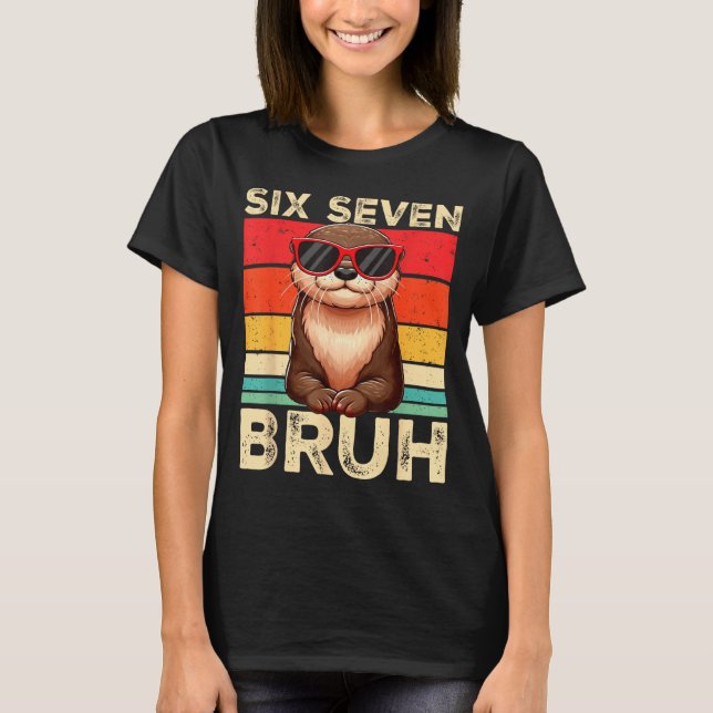 Camiseta Funny Six Seven Bruh 6 7 Otter Meme Kids Boys Men  (Frente)