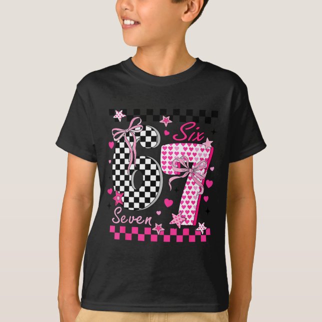 Camiseta Funny Six Seven Coquette 6 7 Meme Men Women Valent (Frente)