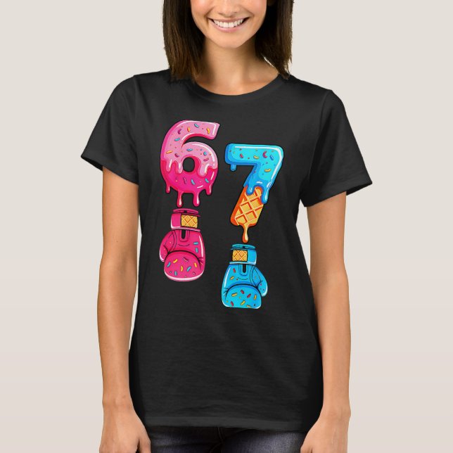 Camiseta Funny Six Seven Meme Ice Cream Drip 67 Boxing  (Frente)