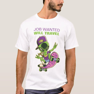 Camiseta Funny Skateboard Alienígena TRABALHADA QUERIA VIA