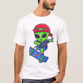 Camiseta Funny Skateboarding Alien Streetwear Design