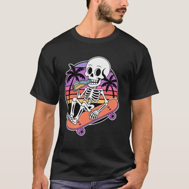 Camiseta Funny Skateboarding Skeleton Skateboard humor (Frente)
