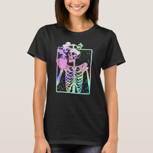Camiseta Funny Skeleton Bebendo Cafeína Cafeína Café B