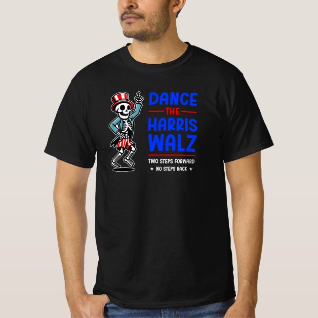 Camiseta Funny Skeleton, Kamala Walz 2024, Avançar Não Volt (Frente)