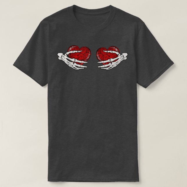 Camiseta Funny Skeleton with Rose Heart Valentine's Day T   (Frente do Design)