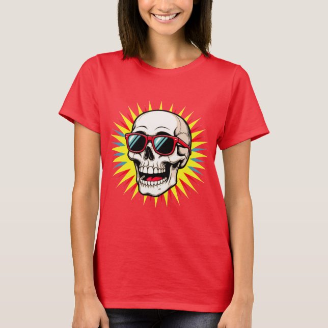 Camiseta **Funny Skull With Sunglasses – Cartoon Laughing S (Frente)
