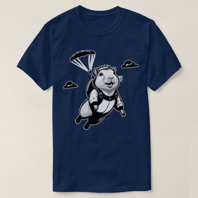 Camiseta Funny Skydiving Capybara (Frente do Design)