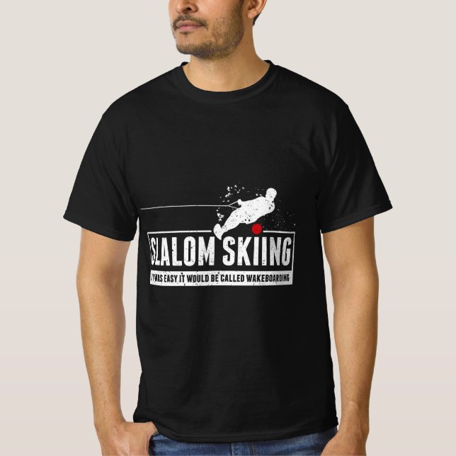 Camiseta Funny Slalom Waterskiing Wakeboard Ski Vintage Sty (Frente)