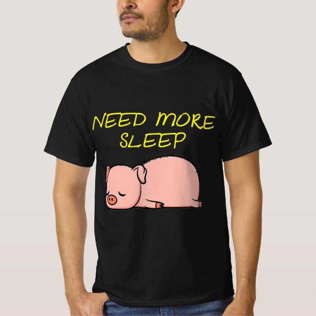 Camiseta Funny Sleeping Pig Pajama for Bedtime  (Frente)