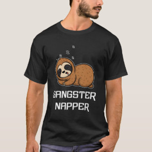Camiseta Funny Sloth Gangster Napper Dormindo Pajama Lazybo