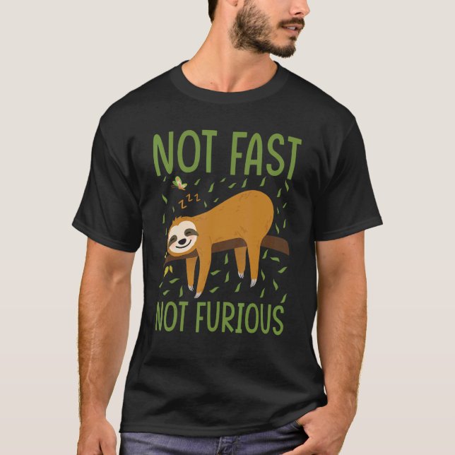 Camiseta Funny Sloth Running Team Não Rápido Não Furioso Sl (Frente)
