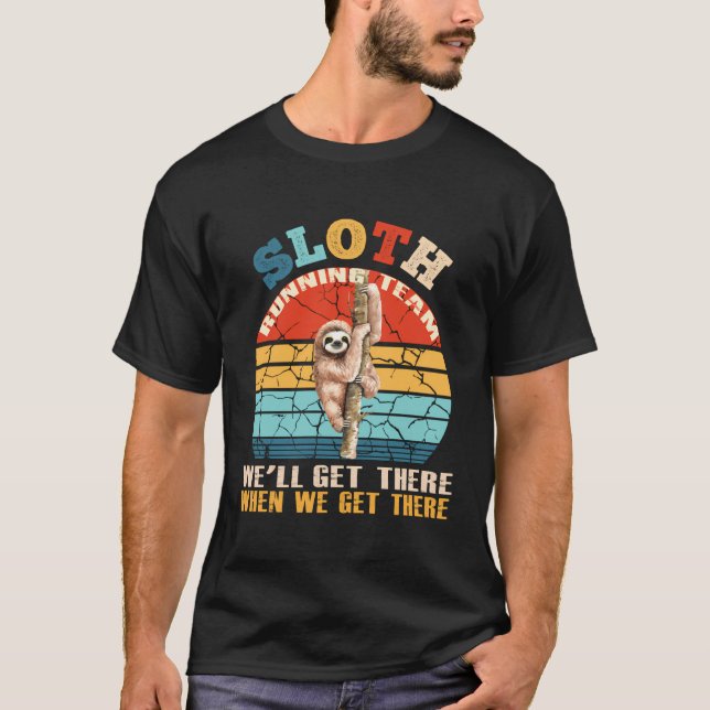 Camiseta Funny Sloth Running Team Retro (Frente)