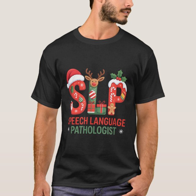 Camiseta Funny Slp Christmas Speech Language Pathologist Ho (Frente)