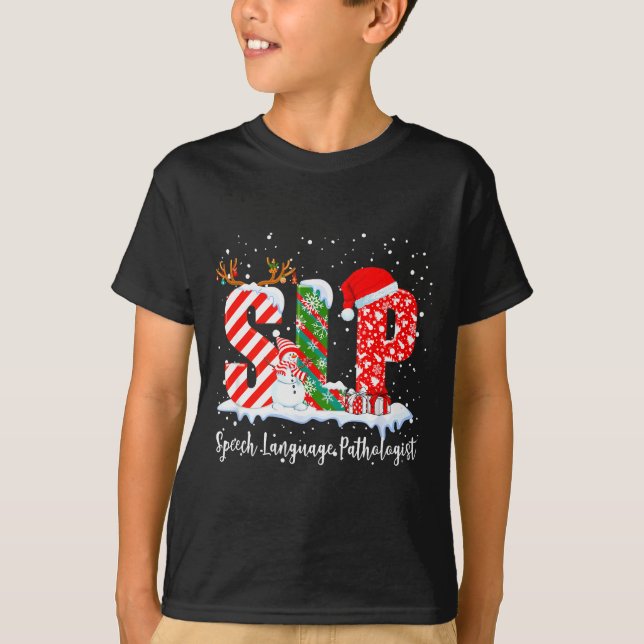 Camiseta Funny Slp Speech Language Pathologist Santa Christ (Frente)
