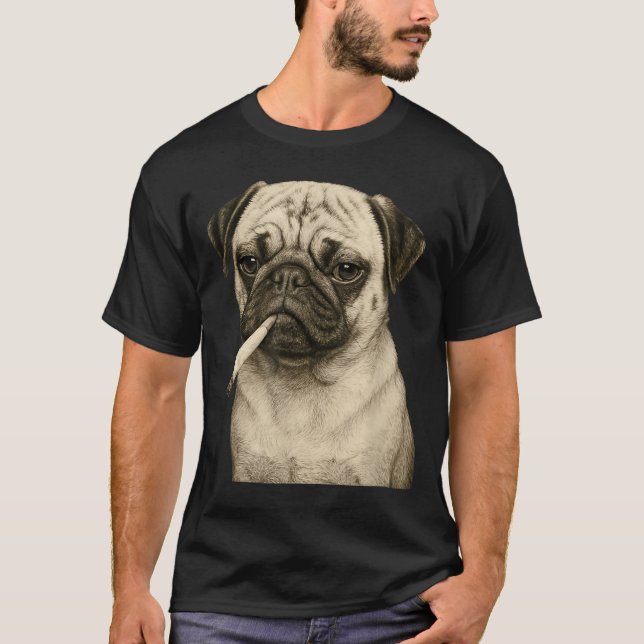 Camiseta Funny Smoking Pug Dog Cigarette Gen Z Meme Graphic (Frente)